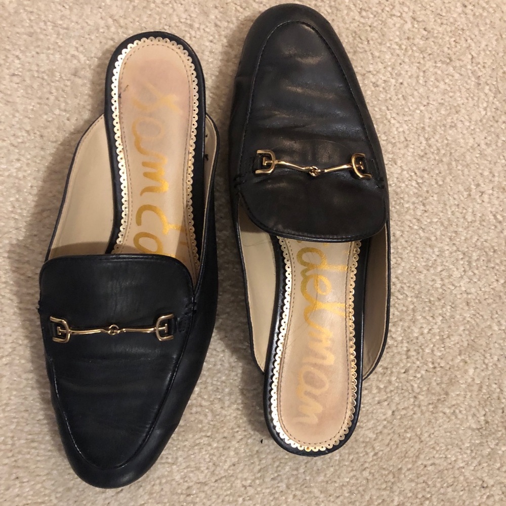 Sam Edelman Linnie Black Leather Preppy Mules with Gold Accent size 7 - Picture 5 of 5
